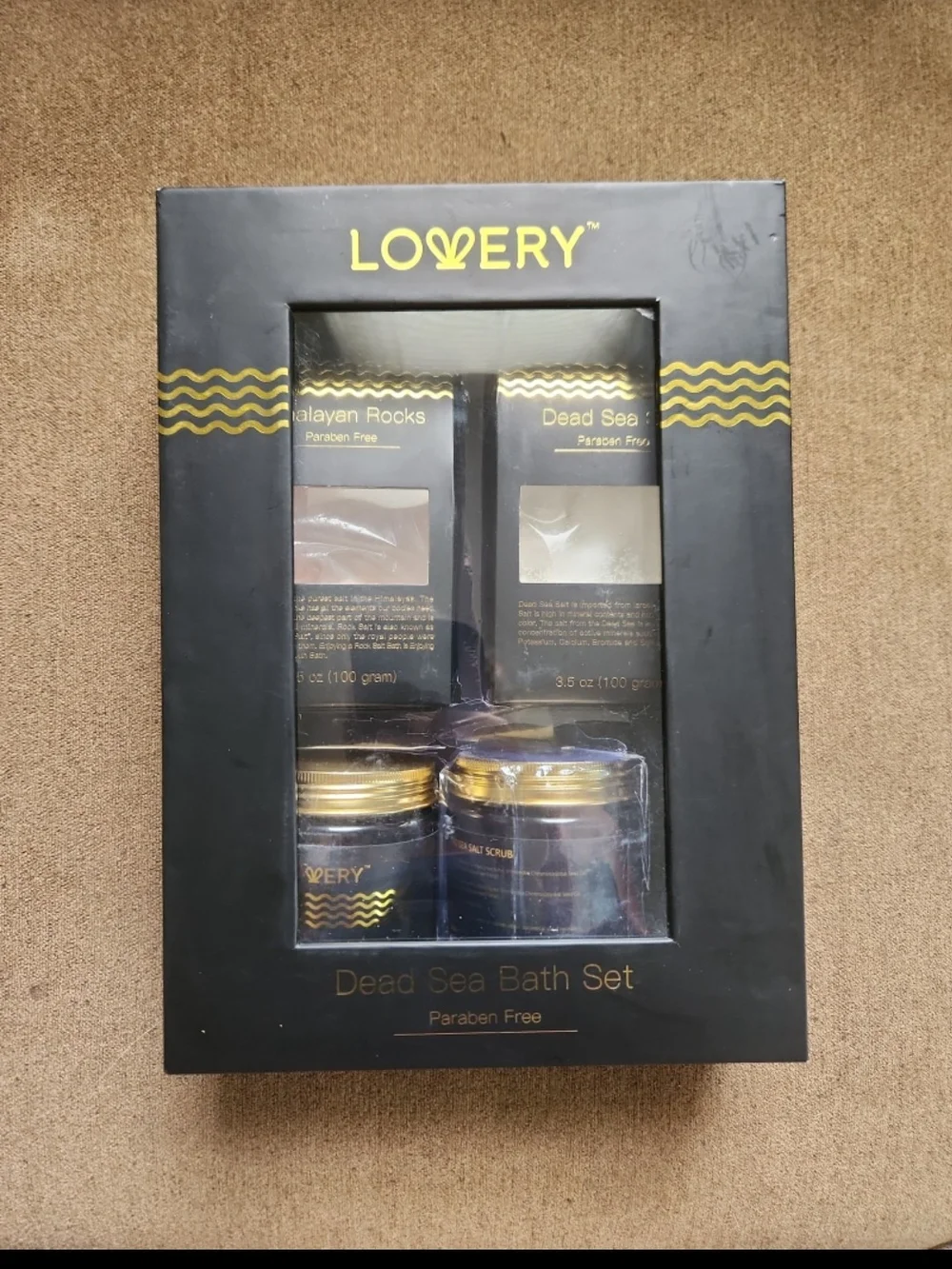 Lovery Black & Gold Spa Bath Set — Dead Sea & Himalayan Salts